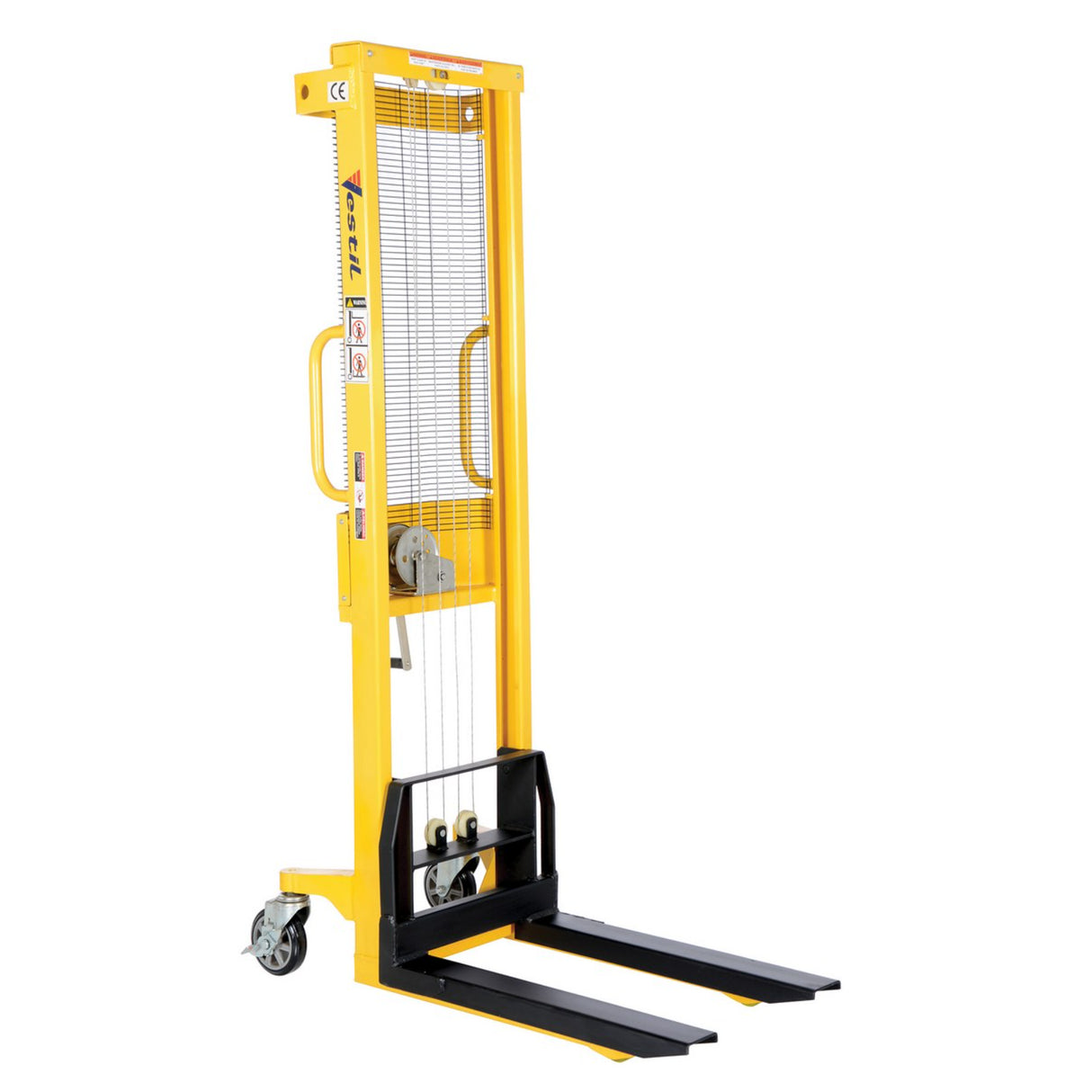 Vestil VWS-770 Manual Hand Winch Stacker | 770 lb Capacity, 59" Lift, Steel Cable Lift Mechanism, Adjustable or Fixed Forks