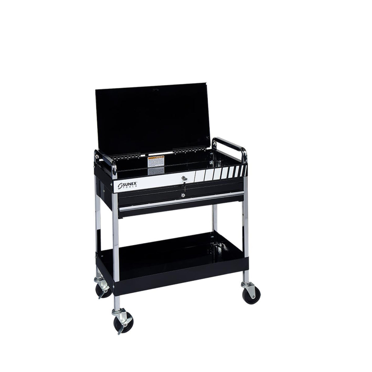 SUNEX Service Cart with Locking Top and Locking Drawer, 350 lb Capacity