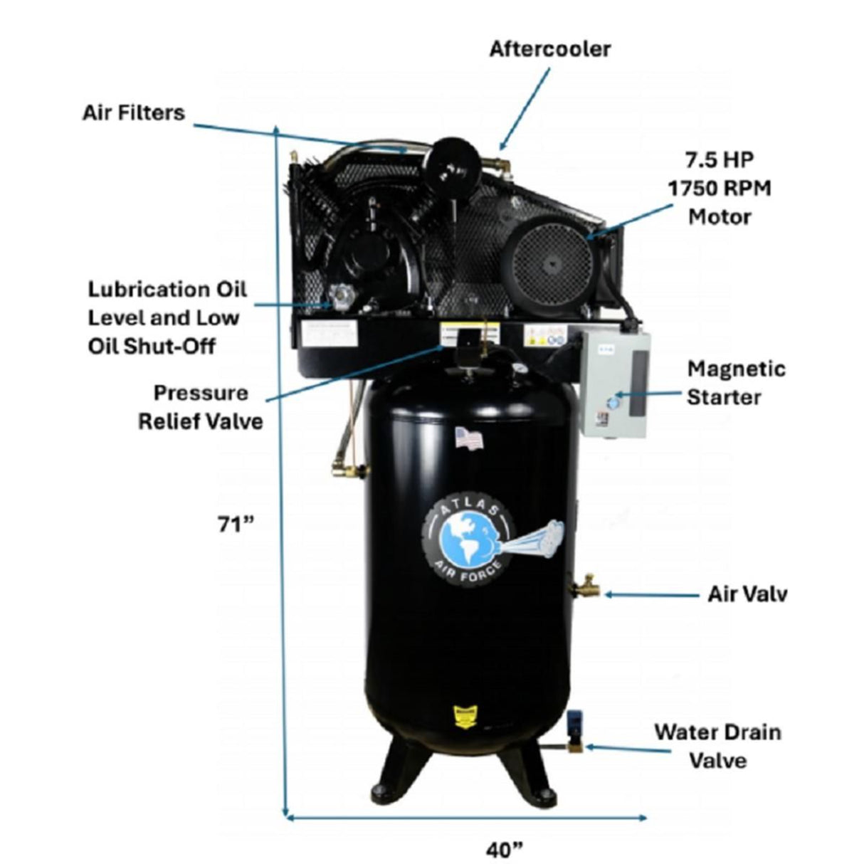 Atlas Air Force AF9P 80-Gallon Air Compressor