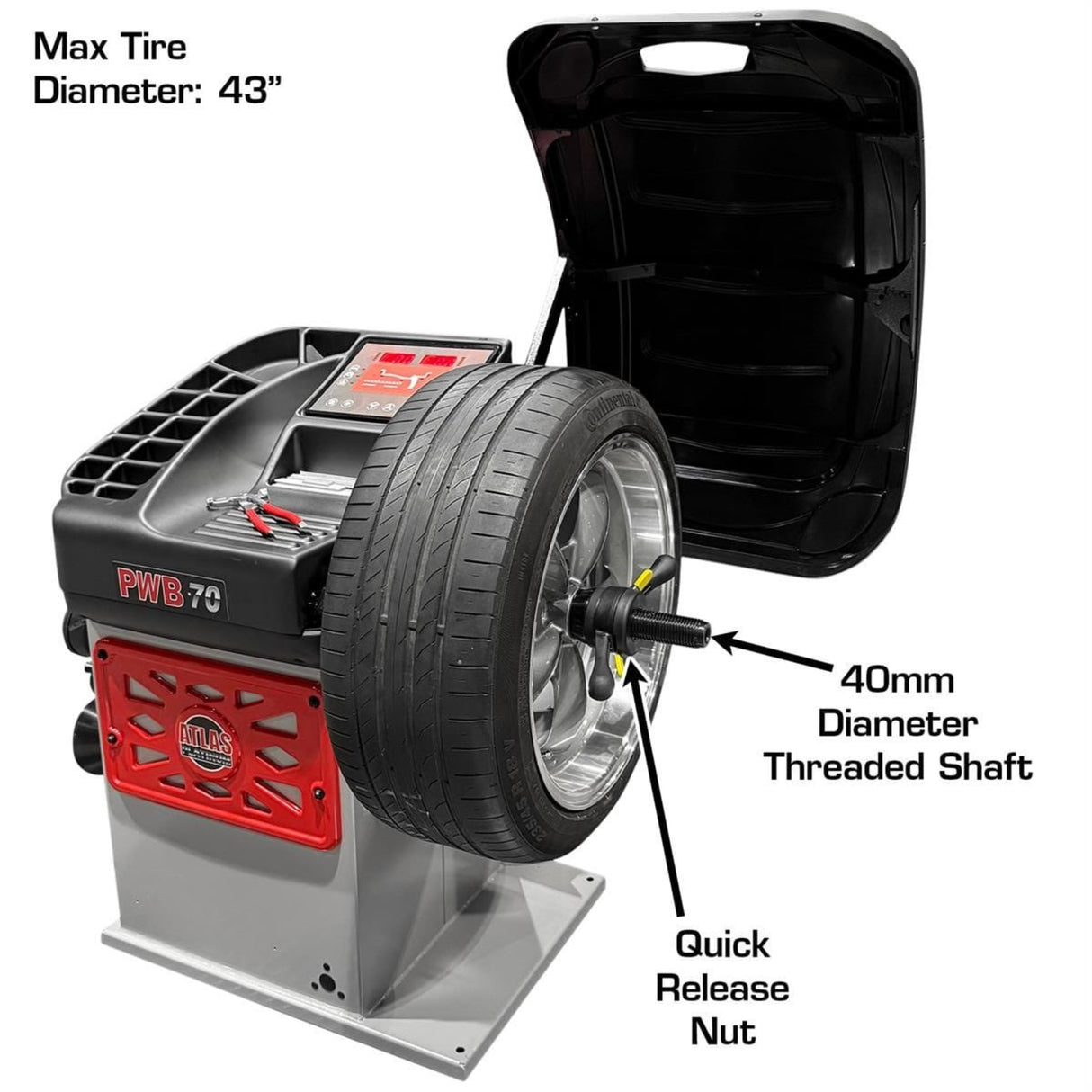 Atlas Platinum PWB70 Motorized Spin Wheel Balancer with Laser & 2D Data Entry