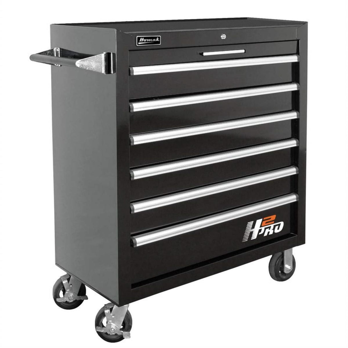 Homak H2Pro 36" 6-Drawer Roller Cabinet — Stainless Top, 100 lb Slides, 550 lb Casters