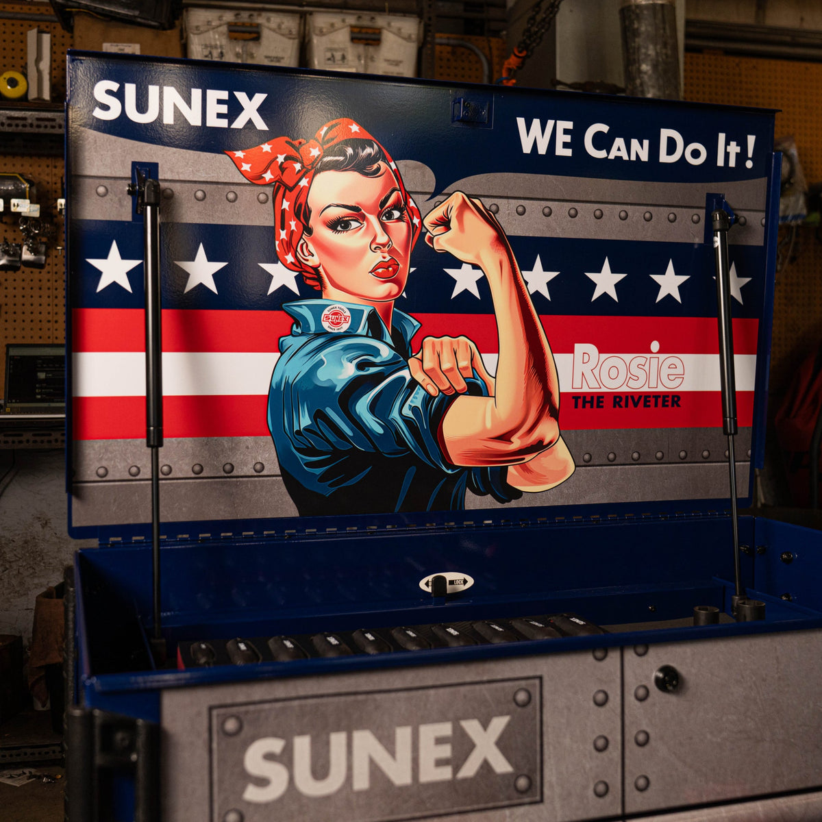 SUNEX Rosie the Riveter 39" 6-Drawer Premium Service Cart, 600 lb Capacity