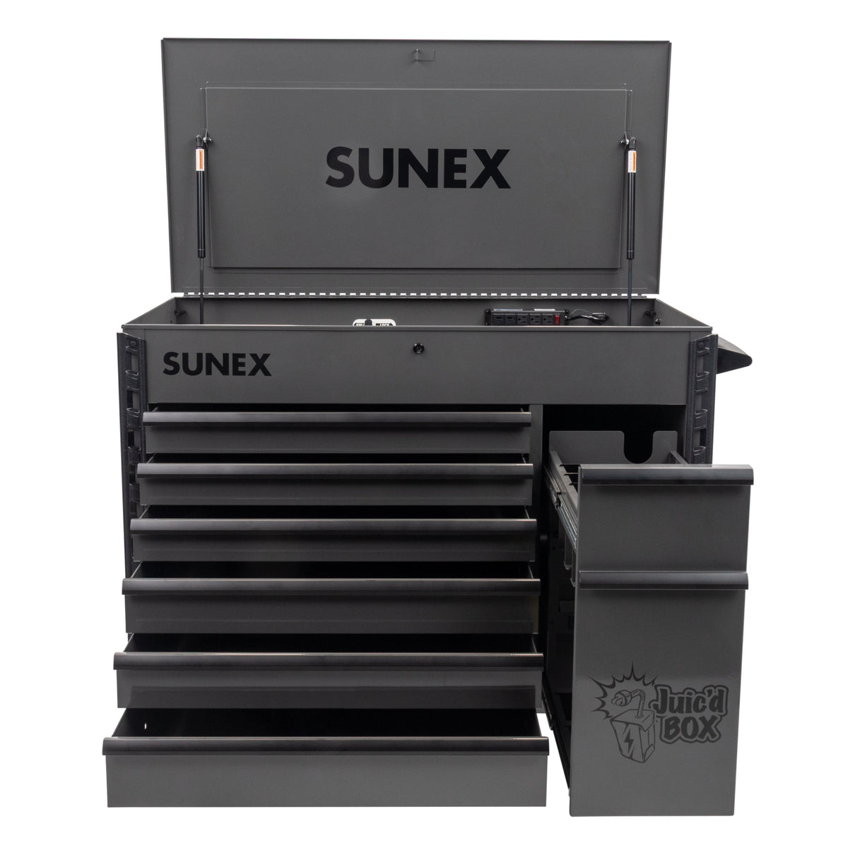 SUNEX Juic'd BOX 50" 7-Drawer Powered Tool Cart, 700 lb Capacity