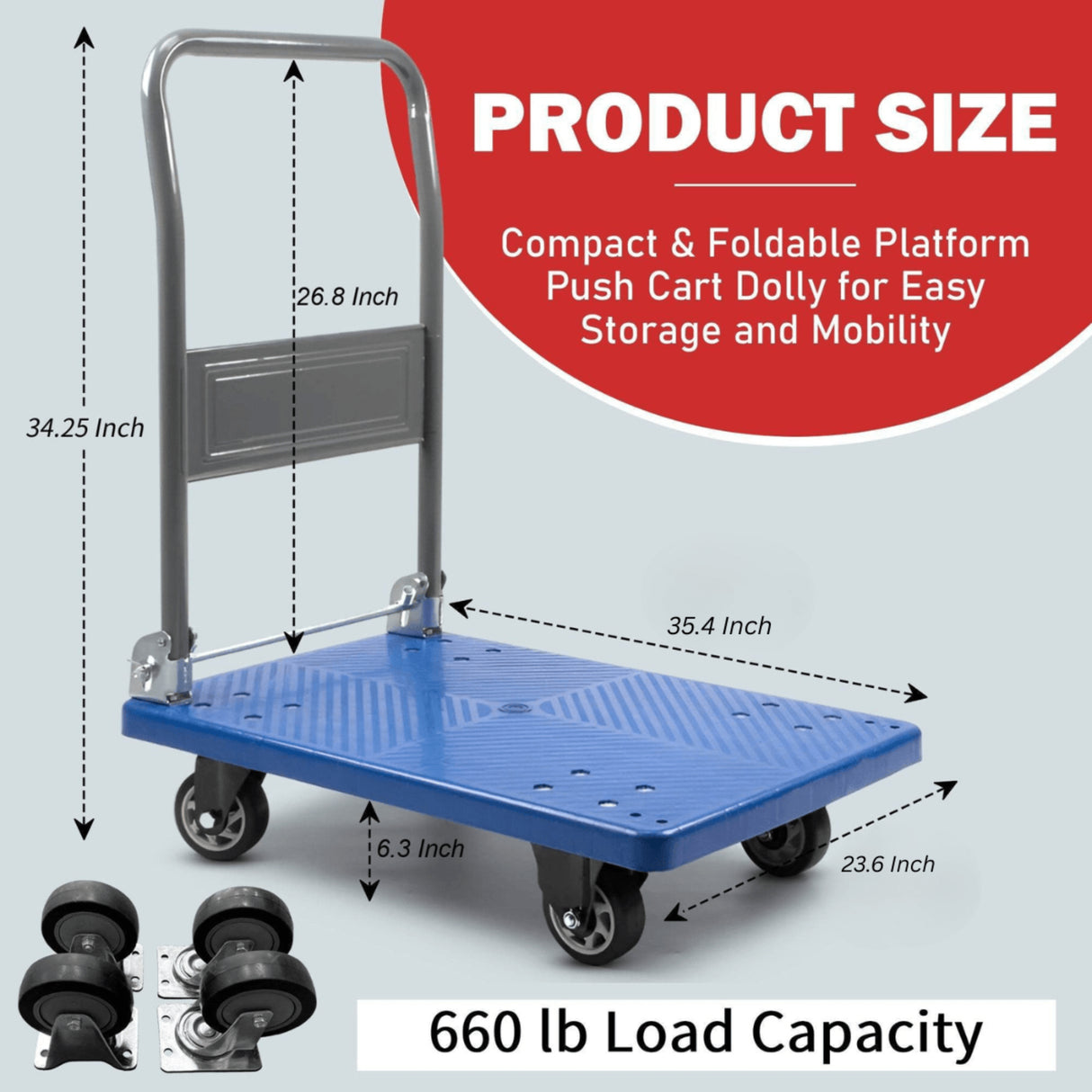 Sunmax PH150/PH300 Platform Hand Truck, 330-660 lbs Capacity