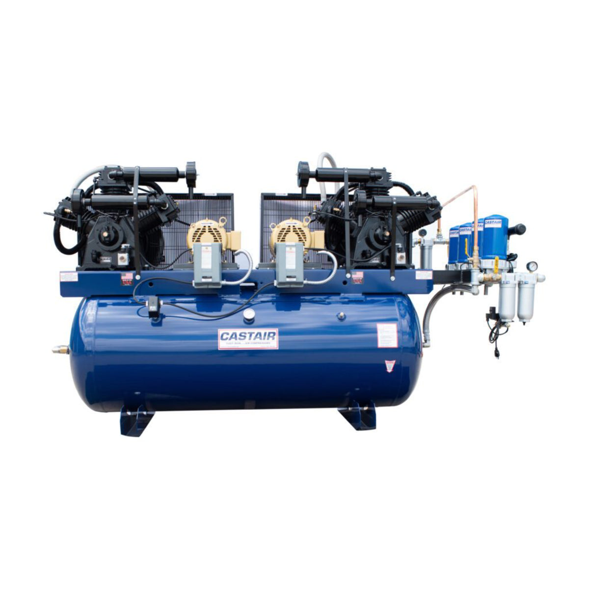 Castair 30 HP Duplex Two-Stage Air Compressor – 100 CFM @ 175 PSI, 120/240 Gal ASME Tank