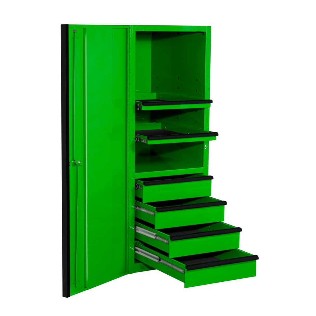 Extreme Tools EX2404SC 24in 4-Drawer/2-Shelf Side Cabinet, Green/Black
