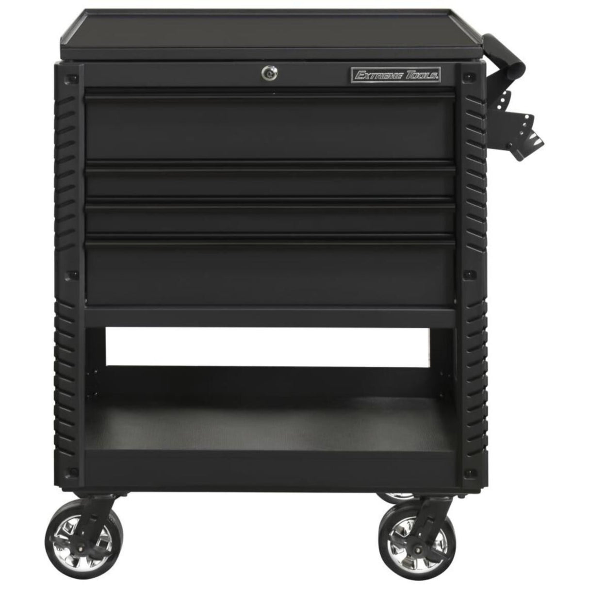 Extreme Tools 33in 4-Drawer Deluxe Tool Cart with Bumpers, Matte Black