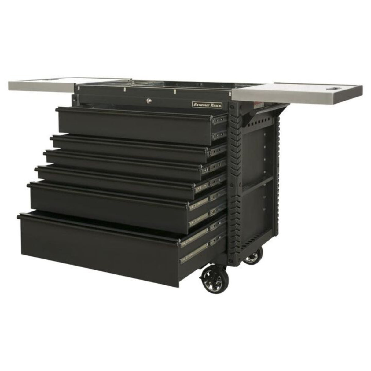 Extreme Tools 41in 6-Drawer Stainless Steel Sliding Top Deluxe Tool Cart, Matte Black