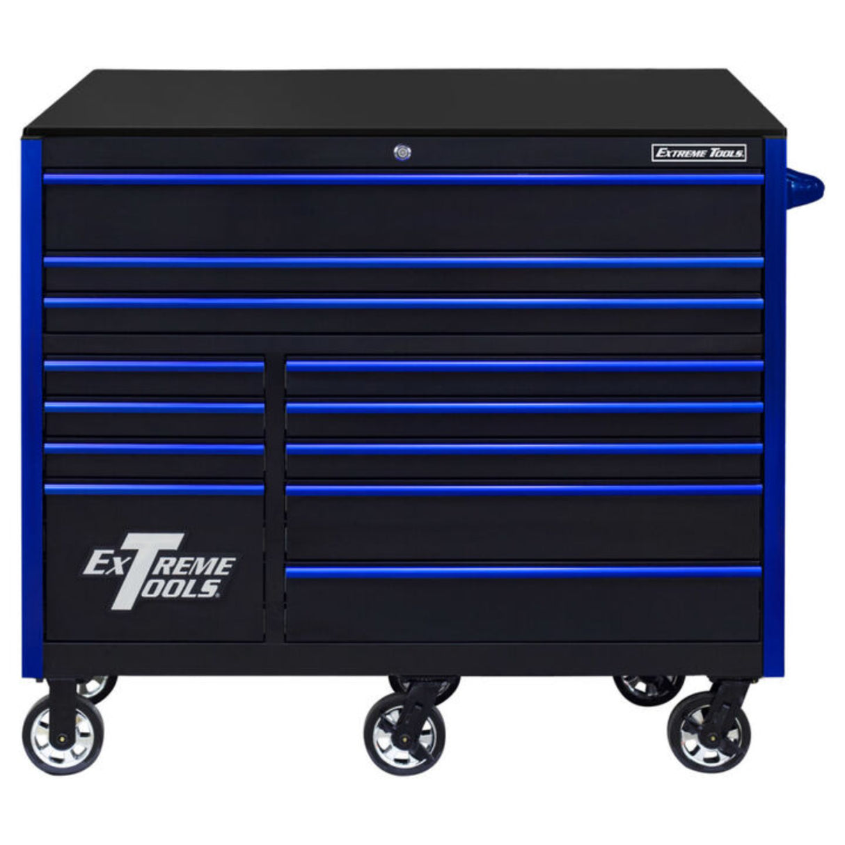 Extreme Tools RX Series 55in 12-Drawer Roller Cabinet, Black/Blue