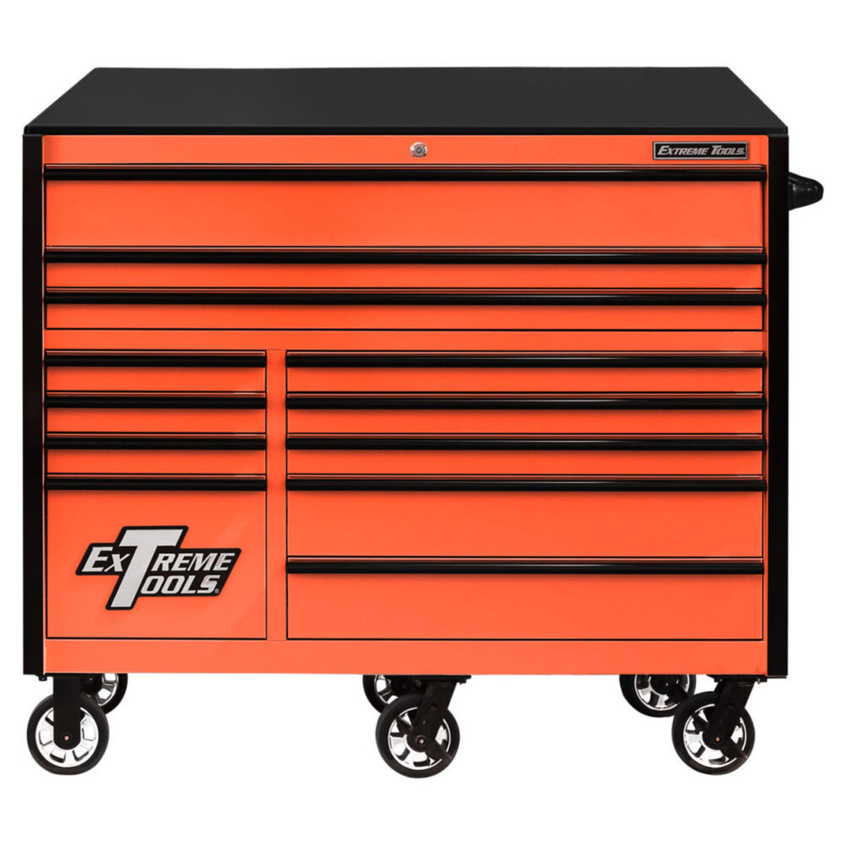 Extreme Tools RX Series 55in 12-Drawer Roller Cabinet, Orange/Black