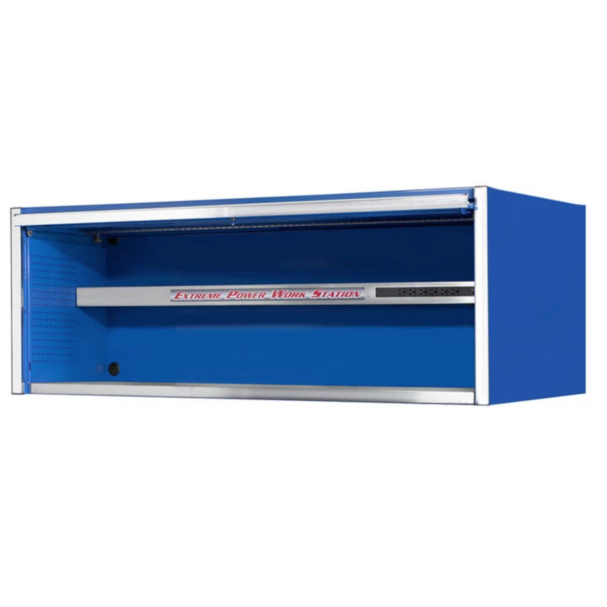 Extreme Tools EX Series 72in Extreme Power Workstation Hutch, Blue/Chrome