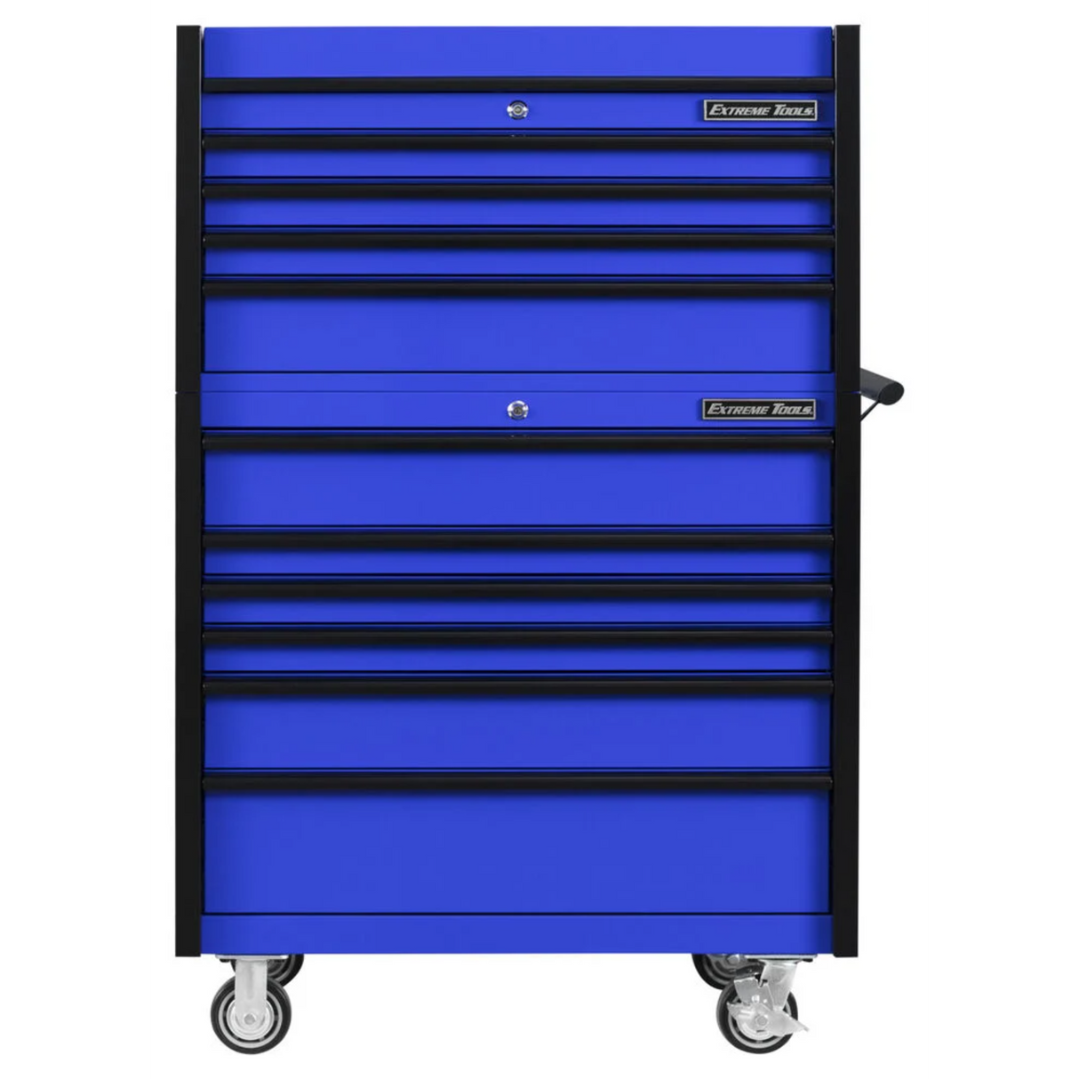 Extreme Tools DX Series 41in W x 25in D 4-Drawer Top Chest & 6-Drawer Roller Cabinet Combo, Blue/Black