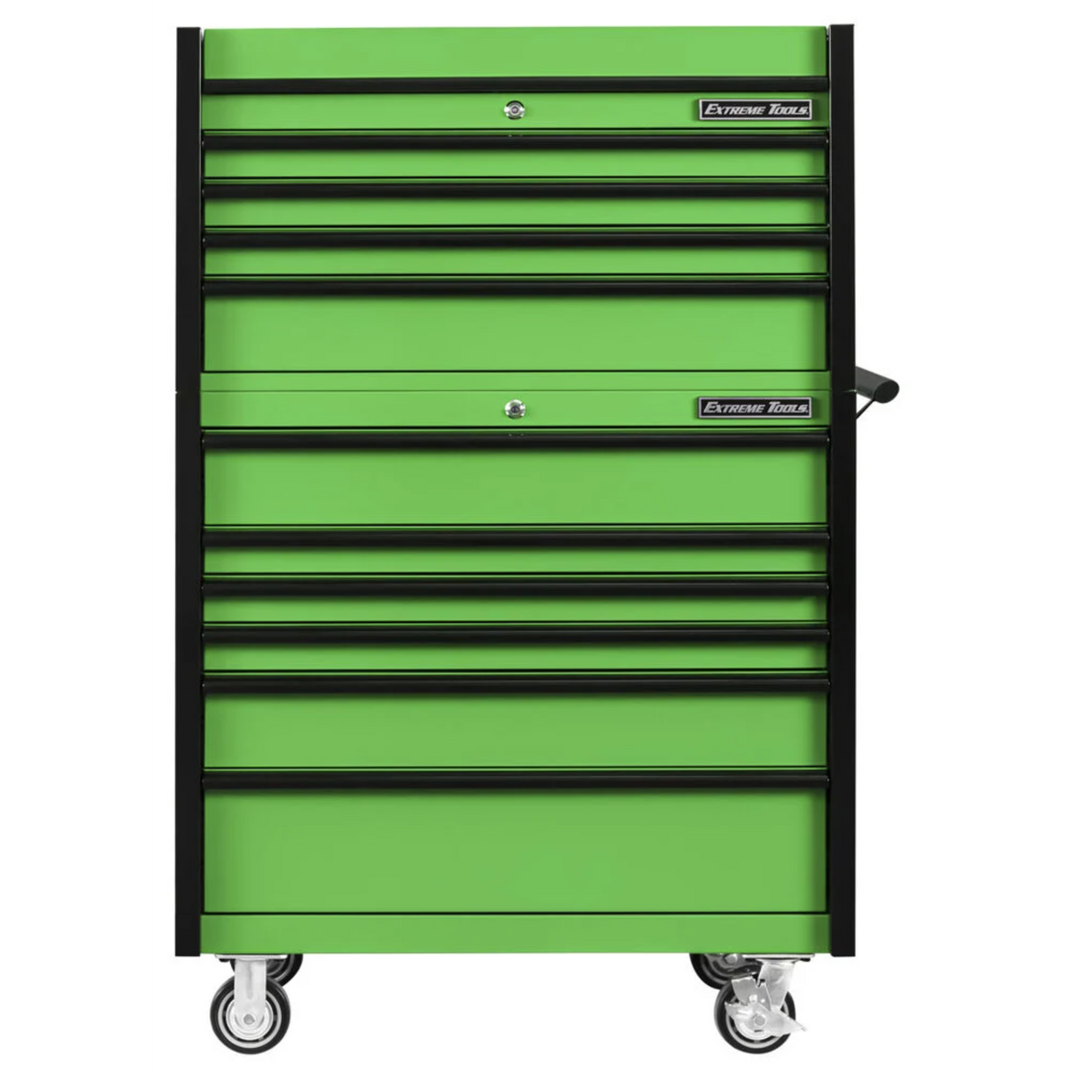 Extreme Tools DX Series 41in W x 25in D 4-Drawer Top Chest & 6-Drawer Roller Cabinet Combo, Green/Black
