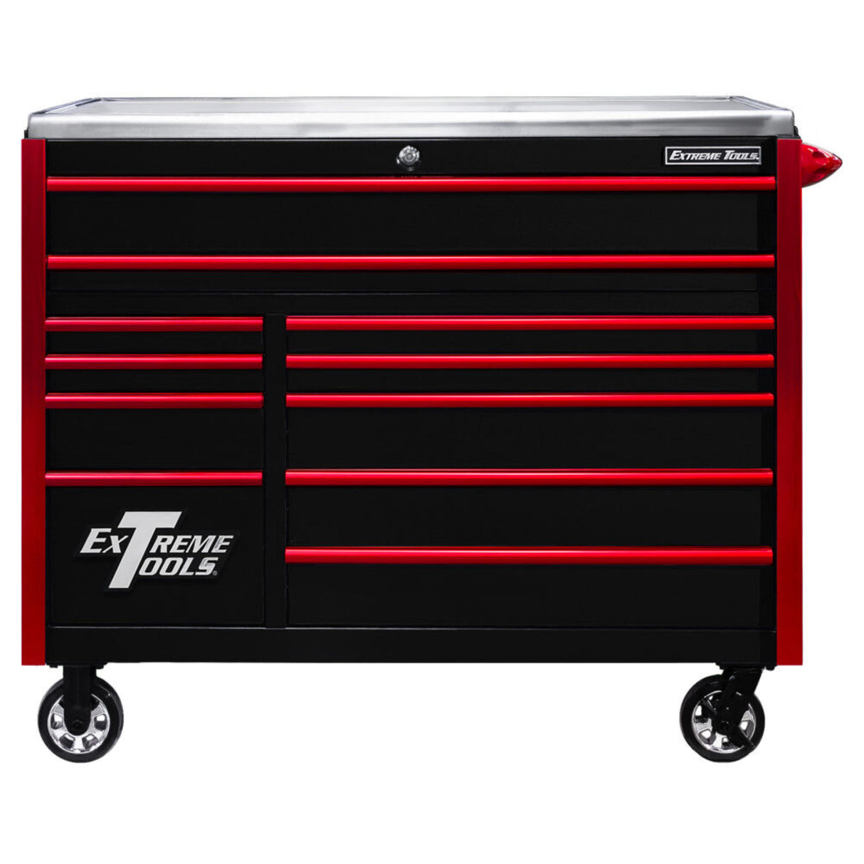 Extreme Tools EXQ Series 55in W x 30in D 11-Drawer Professional Roller Cabinet, Black/Red