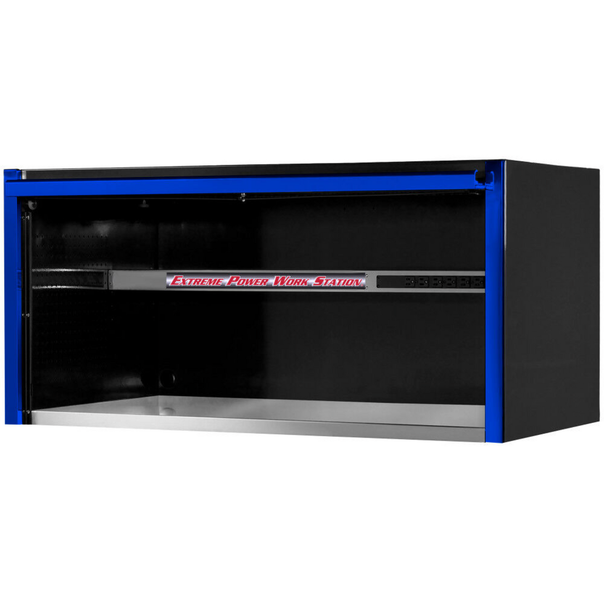 Extreme Tools EXQ Series 55in W x 30in D Extreme Power Workstation Hutch, Black/Blue