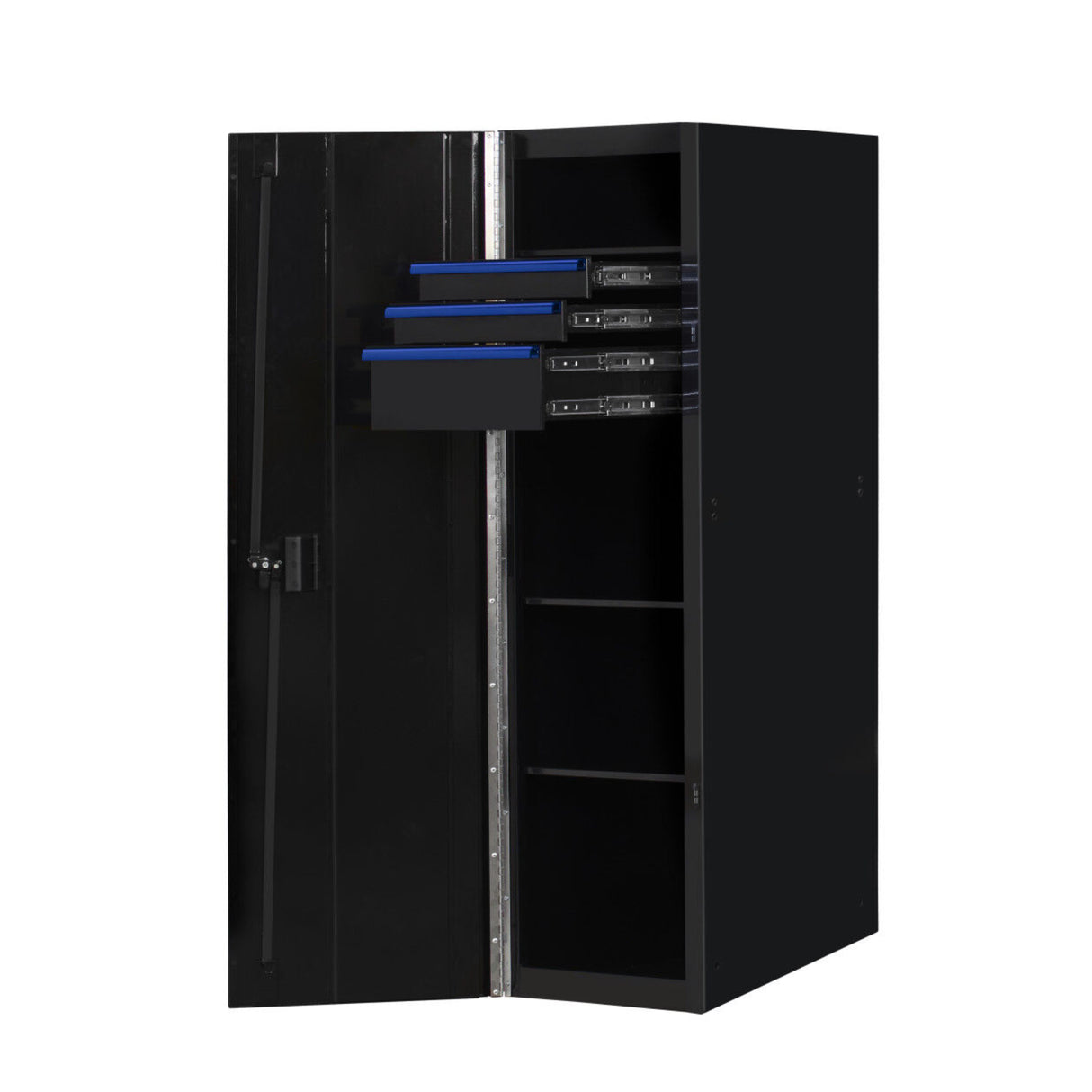 Extreme Tools RX Series 19in W x 25in D 3-Drawer/3-Shelf Side Locker, Black/Blue