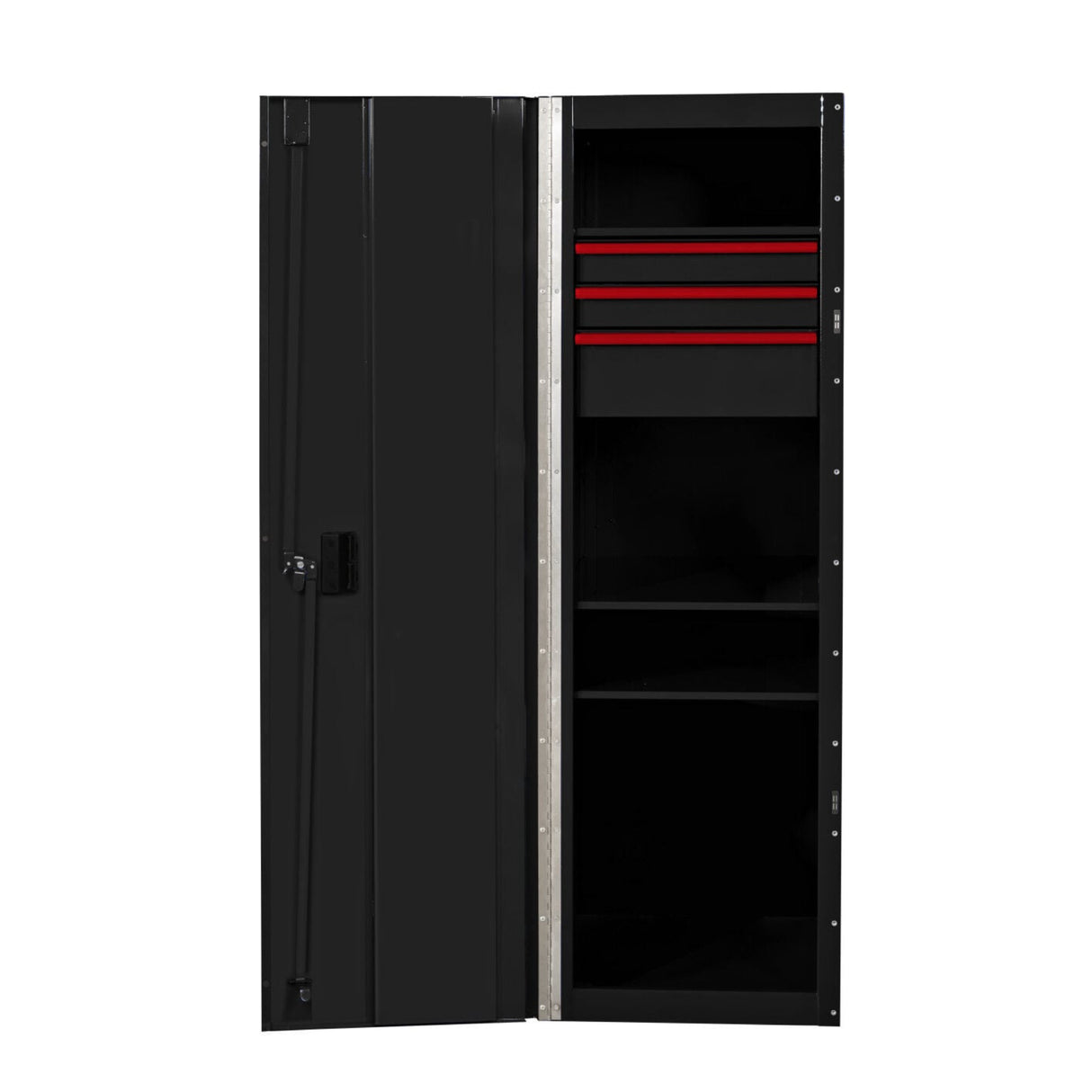 Extreme Tools RX Series 24in W x 30in D 3-Drawer/3-Shelf Side Locker, Black/Red