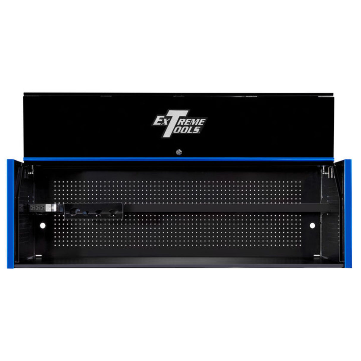 Extreme Tools RX Series 72in W x 25in D Extreme Power Workstation Hutch, Black/Blue