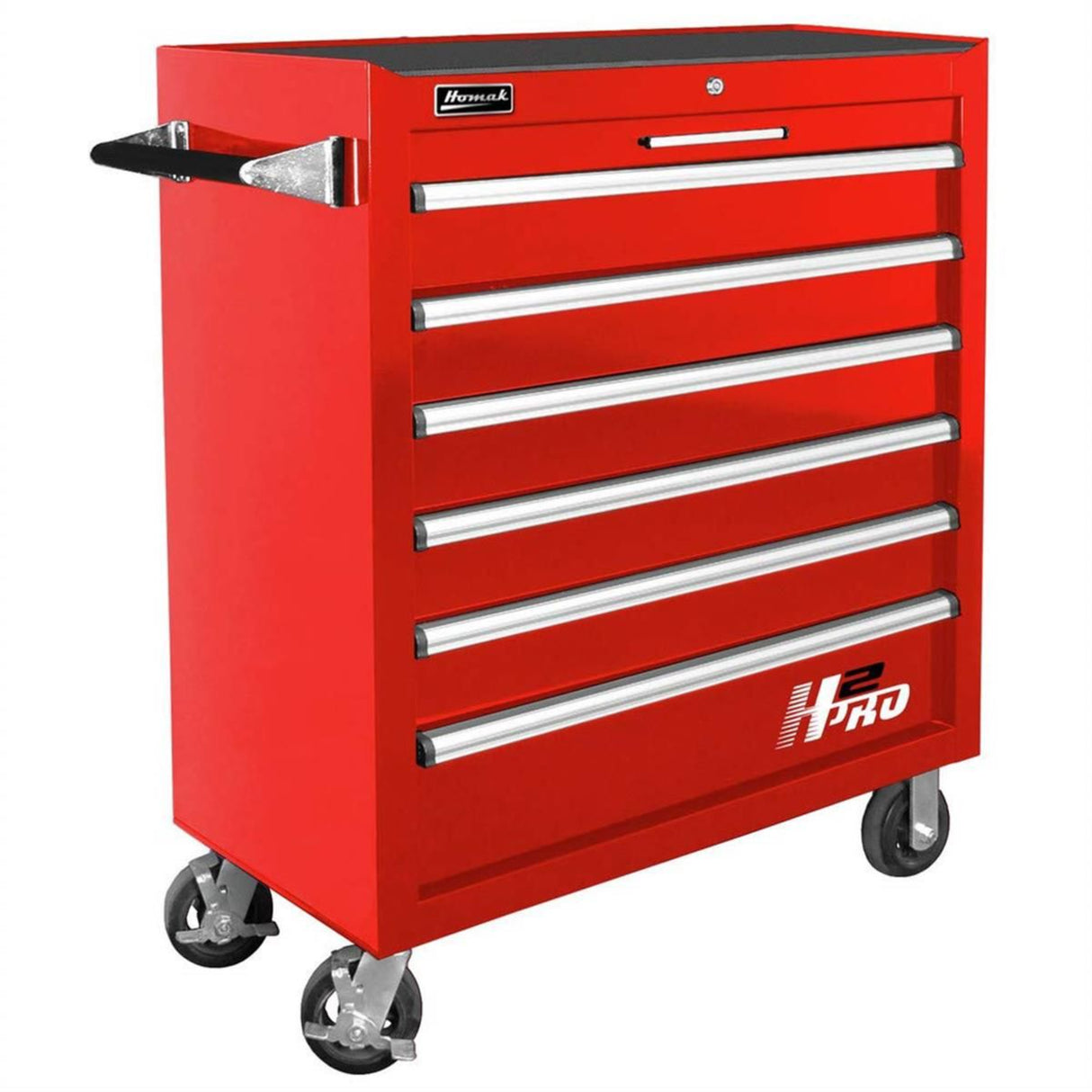 Homak H2Pro 36" 6-Drawer Roller Cabinet — Stainless Top, 100 lb Slides, 550 lb Casters