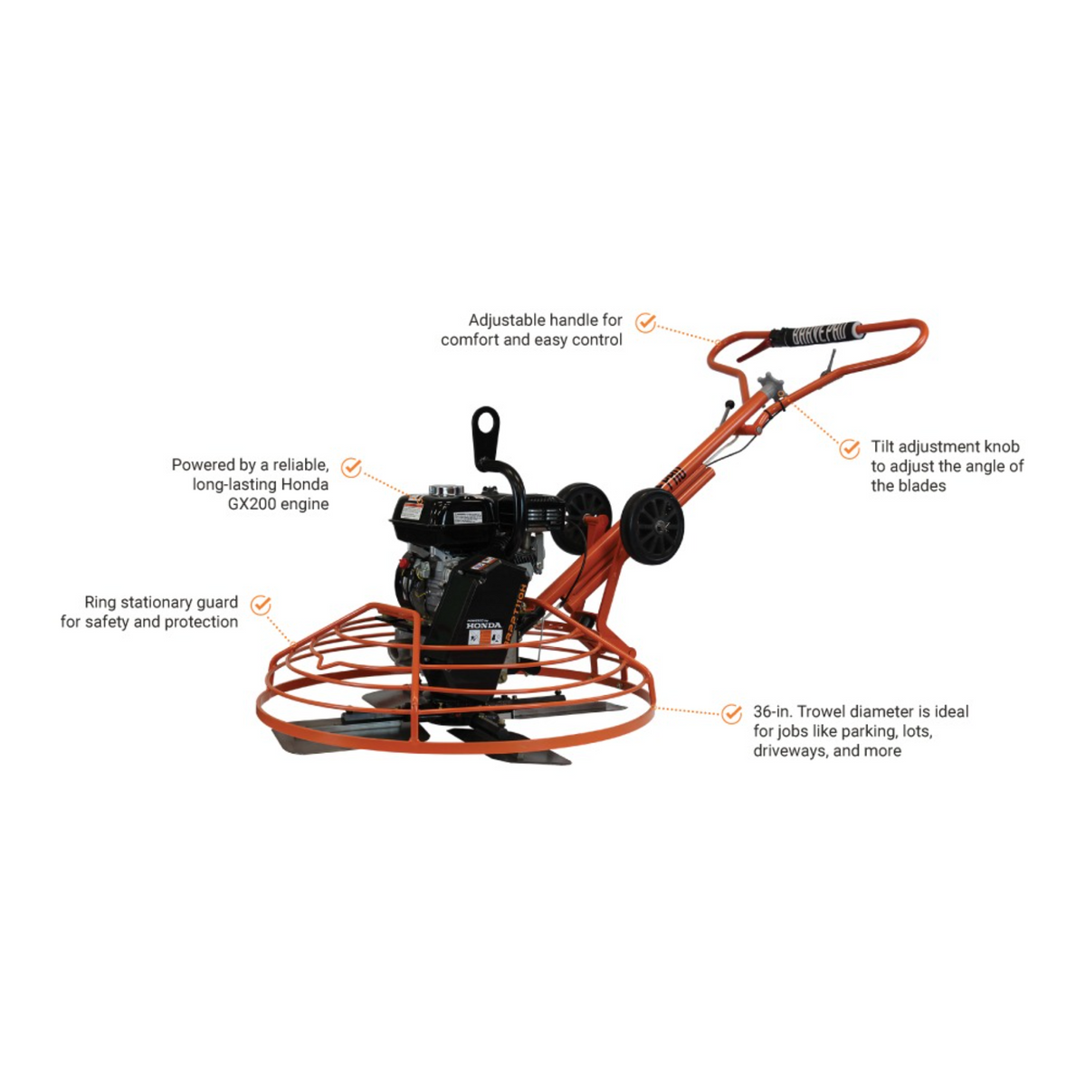 BravePro Power Trowel — 36 in., Honda GX200