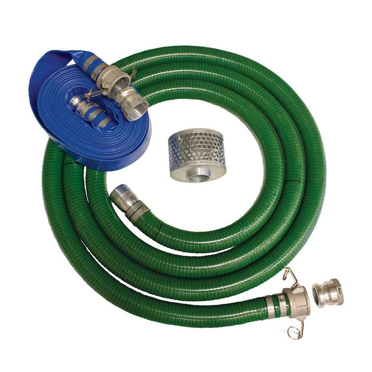 Brave 3 in. Pump Hose Kit — 20 ft. Suction, 50 ft. Discharge, Quick Connect