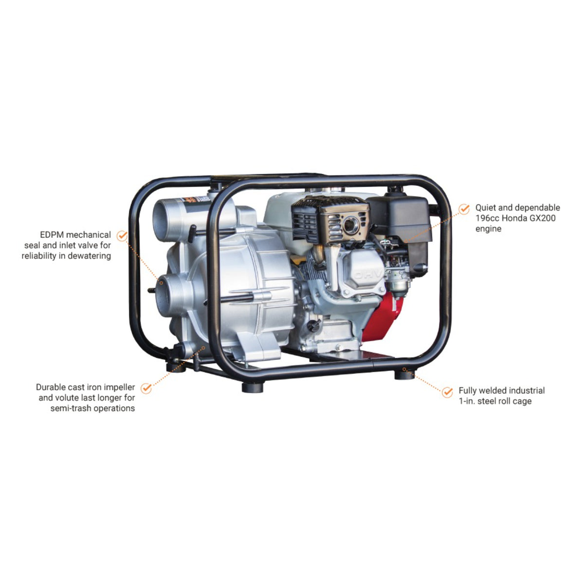 BravePro Trash Pump — 3 in. NPT, Honda GX200