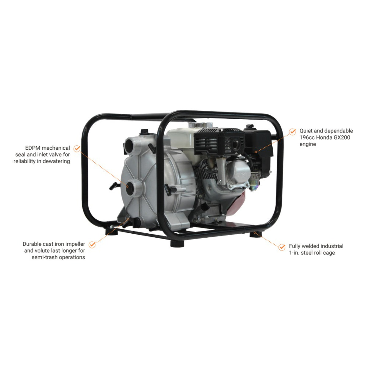 BravePro Trash Pump — 2 in. NPT, Honda GX200