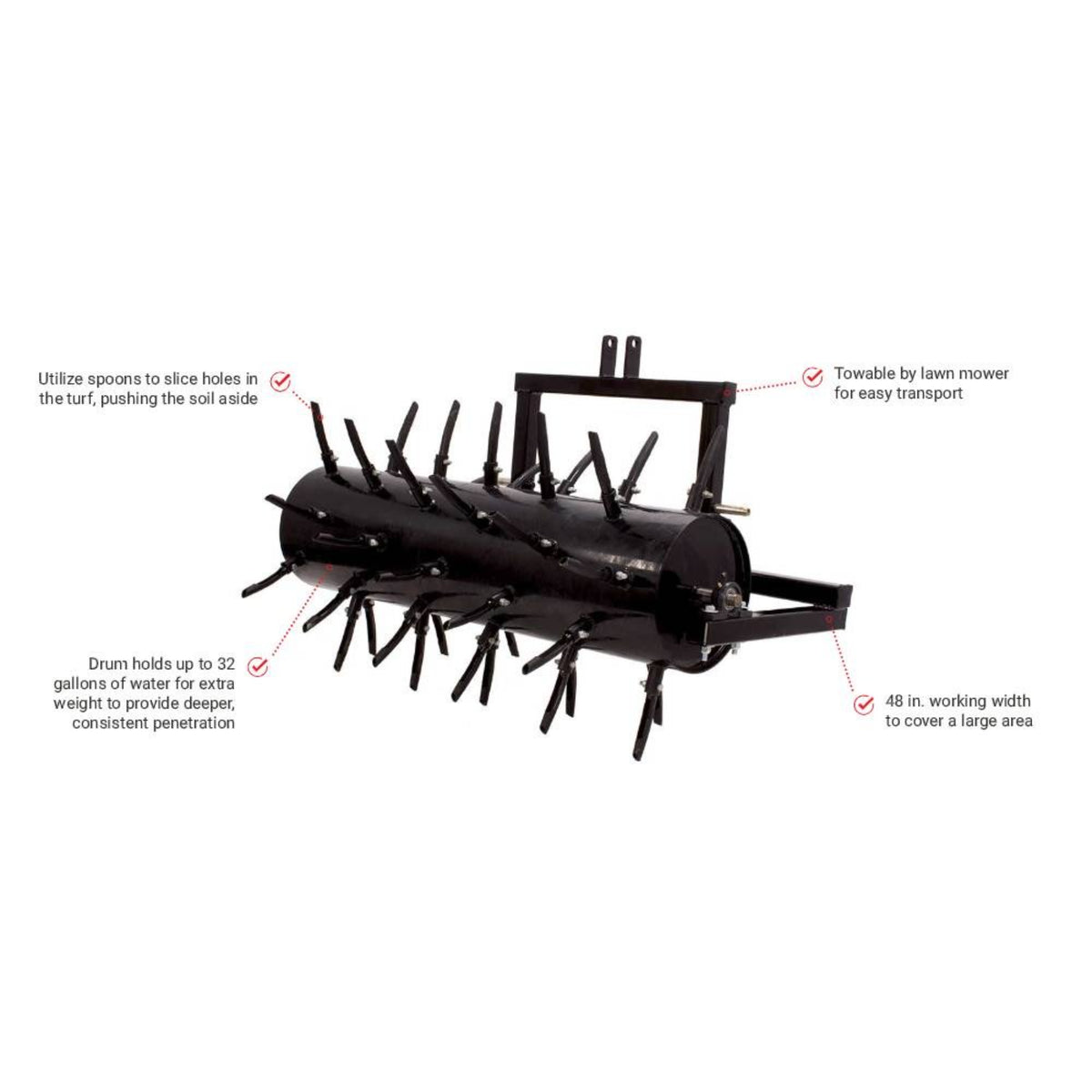 Maxim 48 in. Plug Aerator, 3-Point Hitch, Water-Fillable Drum