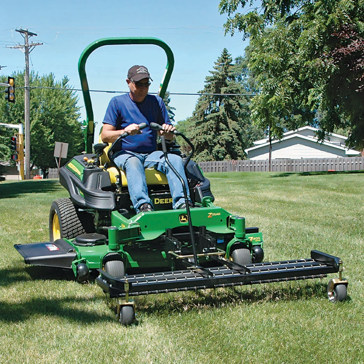 JRCO 60" Tine Rake Dethatcher — Heavy-Duty Wheels, Mount Bar Included, Fits John Deere 737/757