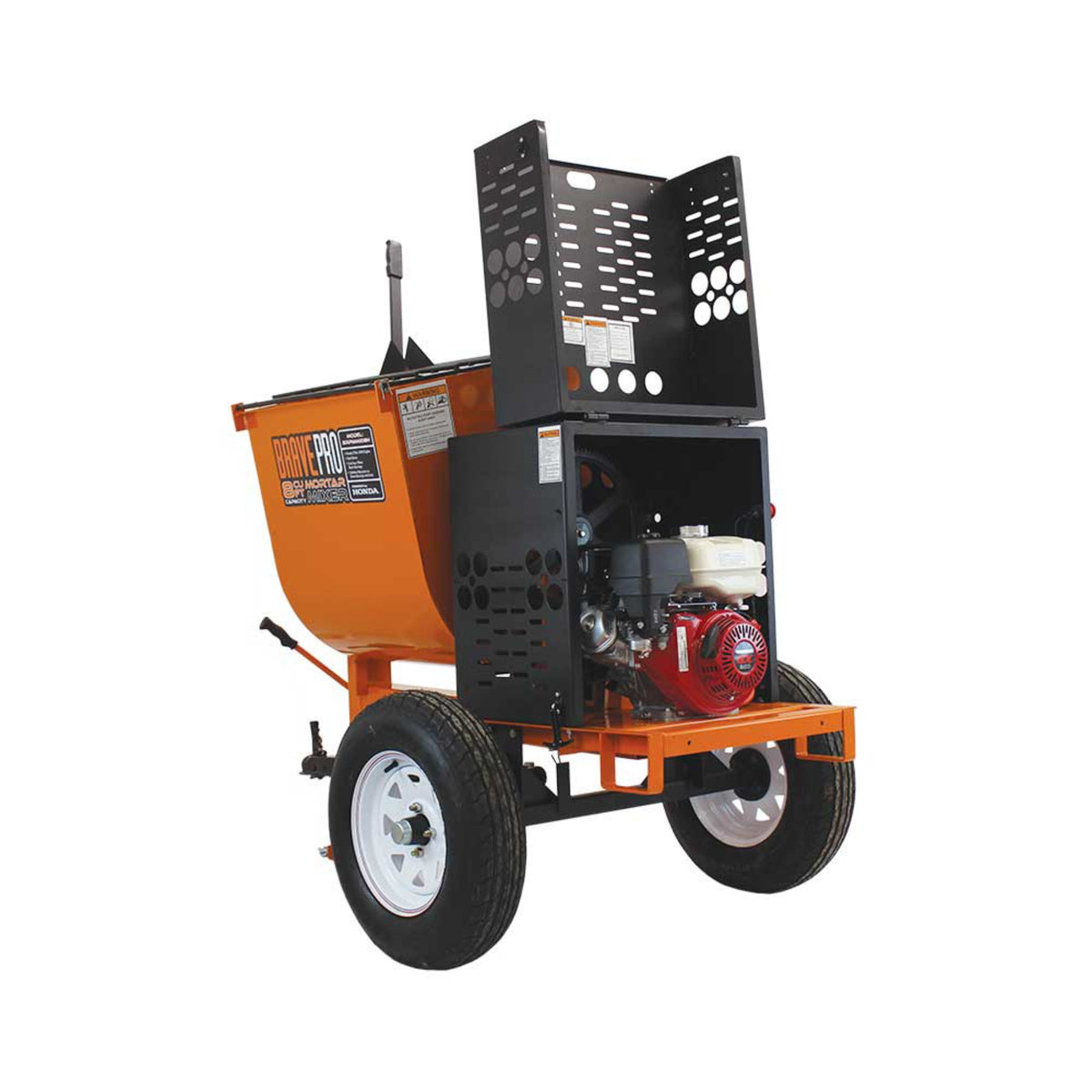 BravePro Mortar Mixer — 8 Cu. Ft. Steel Drum, Honda GX240