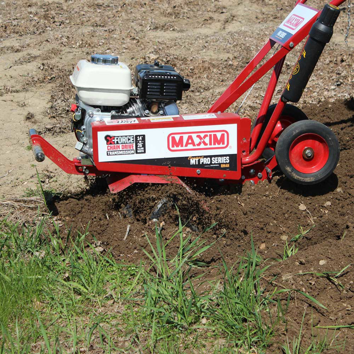 Maxim Compact Commercial Tiller, Honda GX120, Bolt-On Replaceable Tine Blades