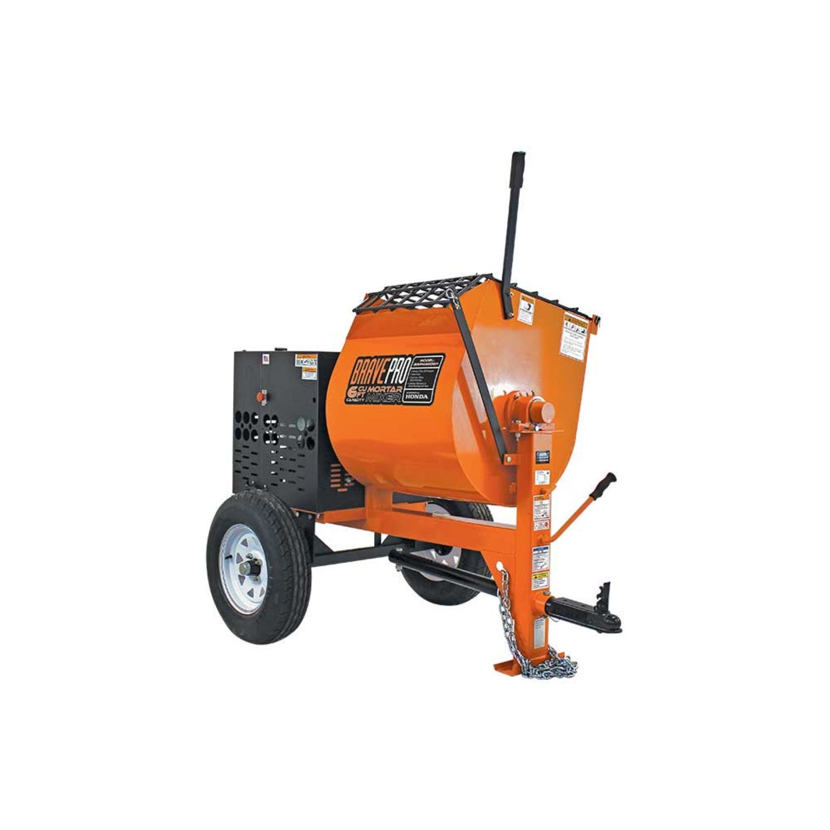 BravePro Mortar Mixer — 6 Cu. Ft. Steel Drum, Honda GX240