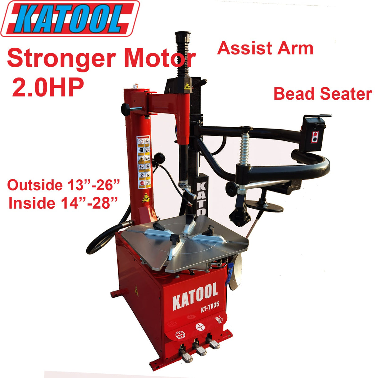 Katool KT-T835 12"-28" Rims Single Assist Arm Tire Machine
