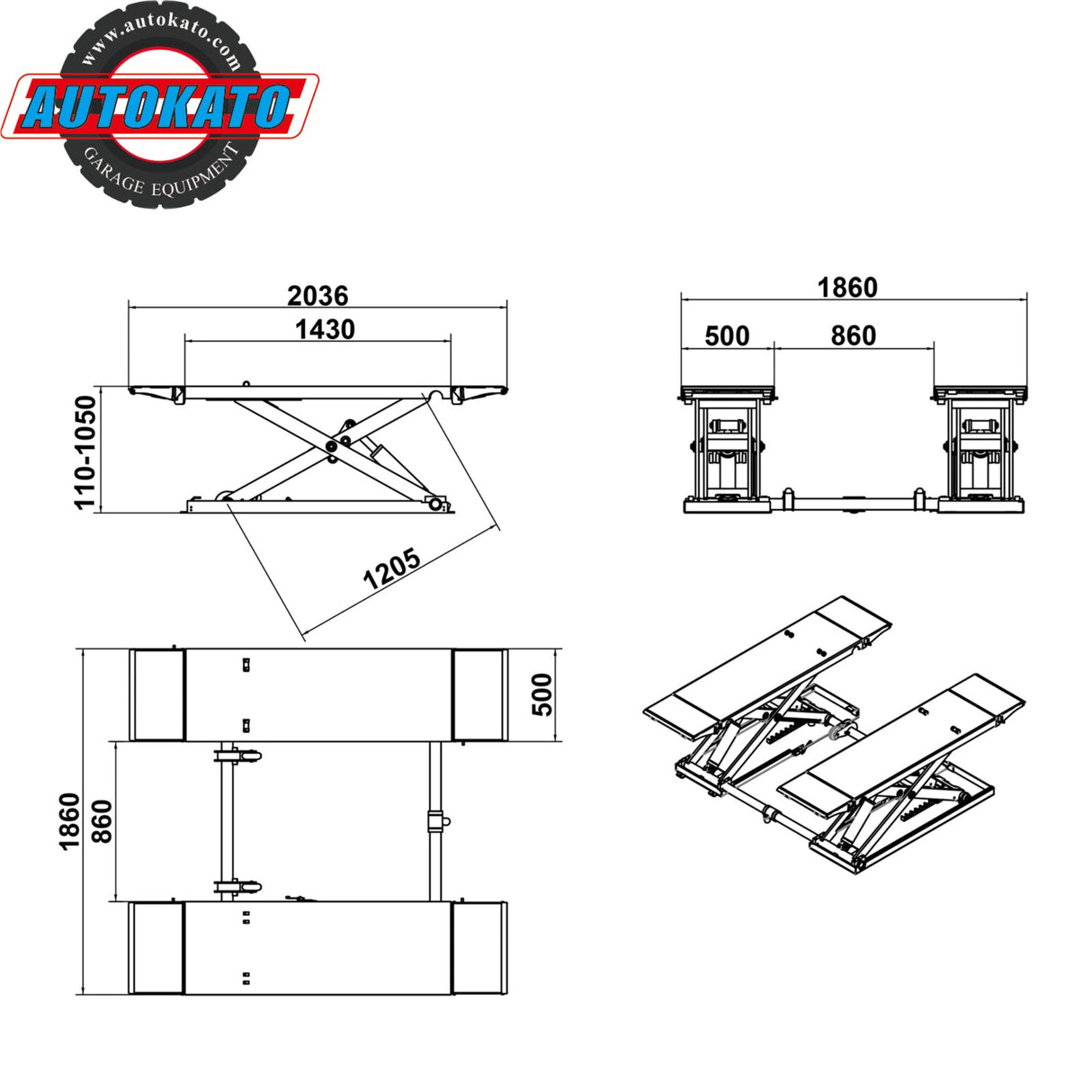 Katool KT-X85 8000 lbs Electric Mid Rise Scissor Lift