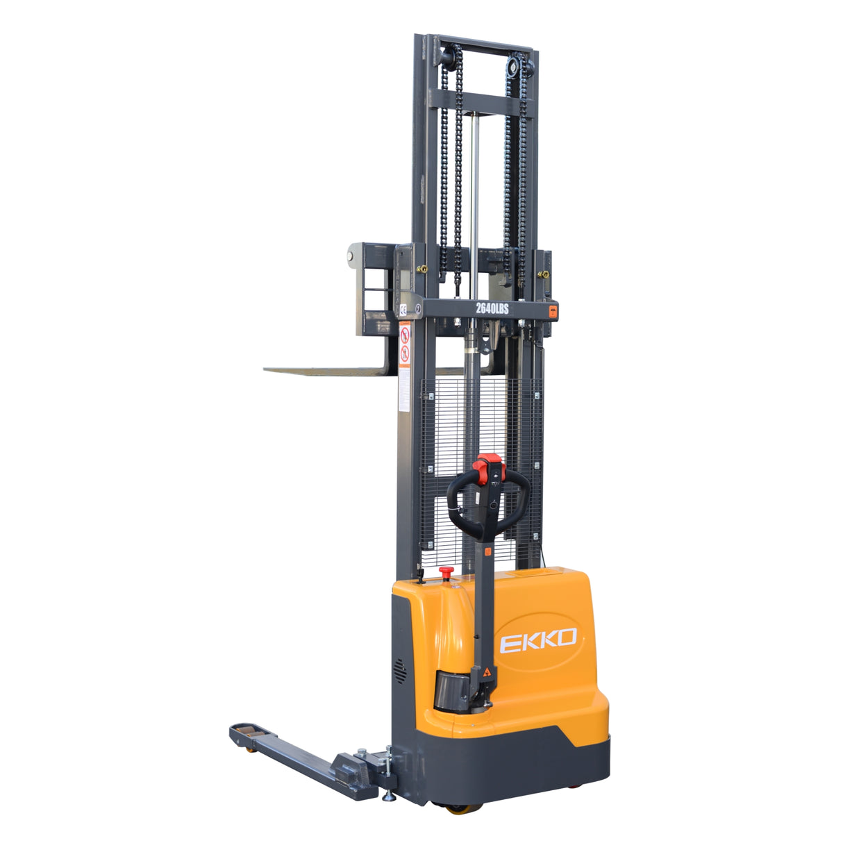 EKKO EB12E-138 2,640 lbs Capacity 138" Height Full Powered Straddle Stacker