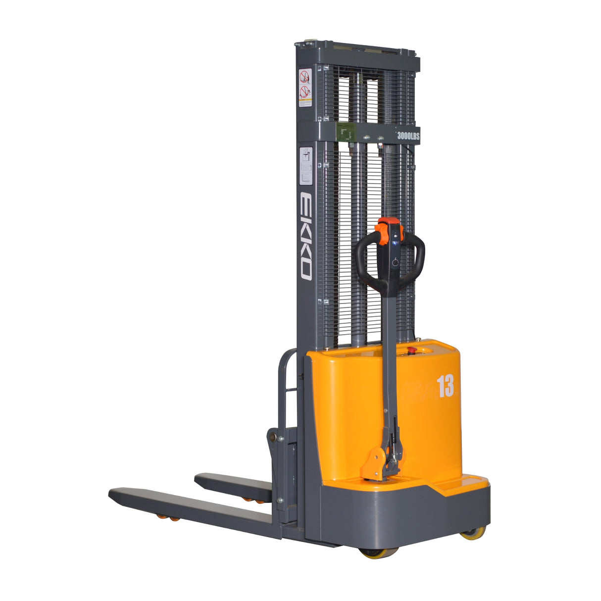 EKKO EB13CD 2,800 lbs Capacity 118" Height Full Powered Fork Over Stacker