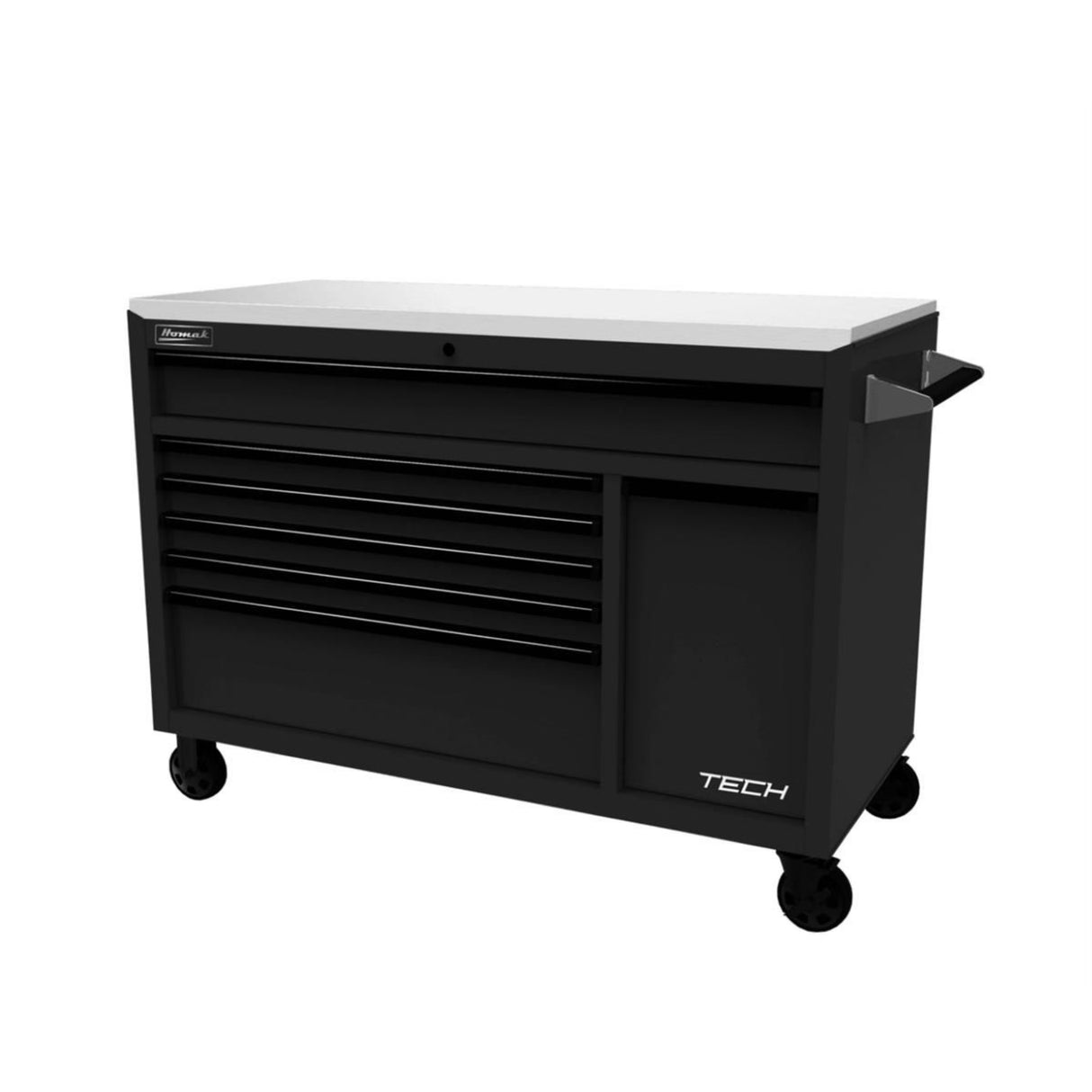 Homak 54" TECH 7-Drawer Rolling Workstation — Power Tool Drawer, Stainless Top, 520 lb Casters