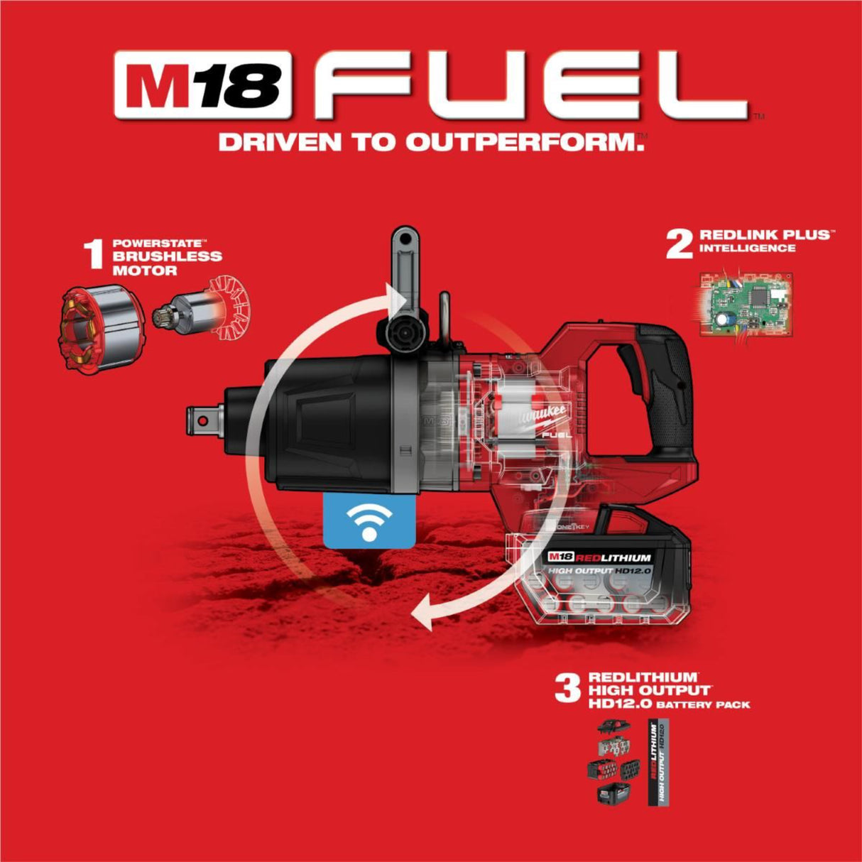 Milwaukee M18 FUEL 1 in. D-Handle High Torque Impact Wrench with ONE-KEY Kit