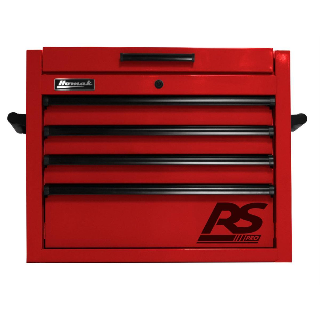 Homak 27" RS Pro 4-Drawer Top Chest with Outlet — 24" Depth, 100 lb Slides, 3-Outlet Till