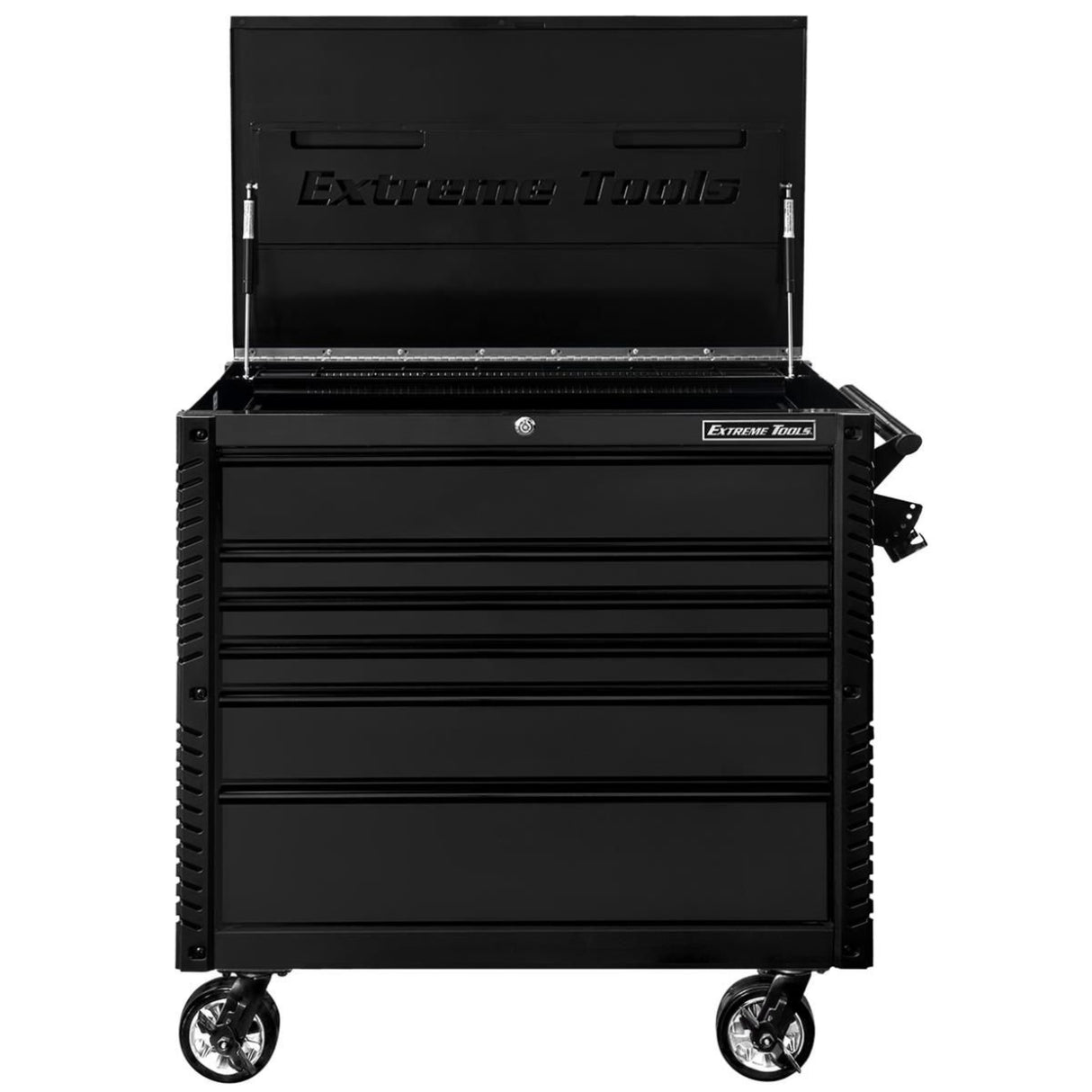 Extreme Tools 41in 6-Drawer Flip Top Deluxe Tool Cart with Bumpers, Matte Black
