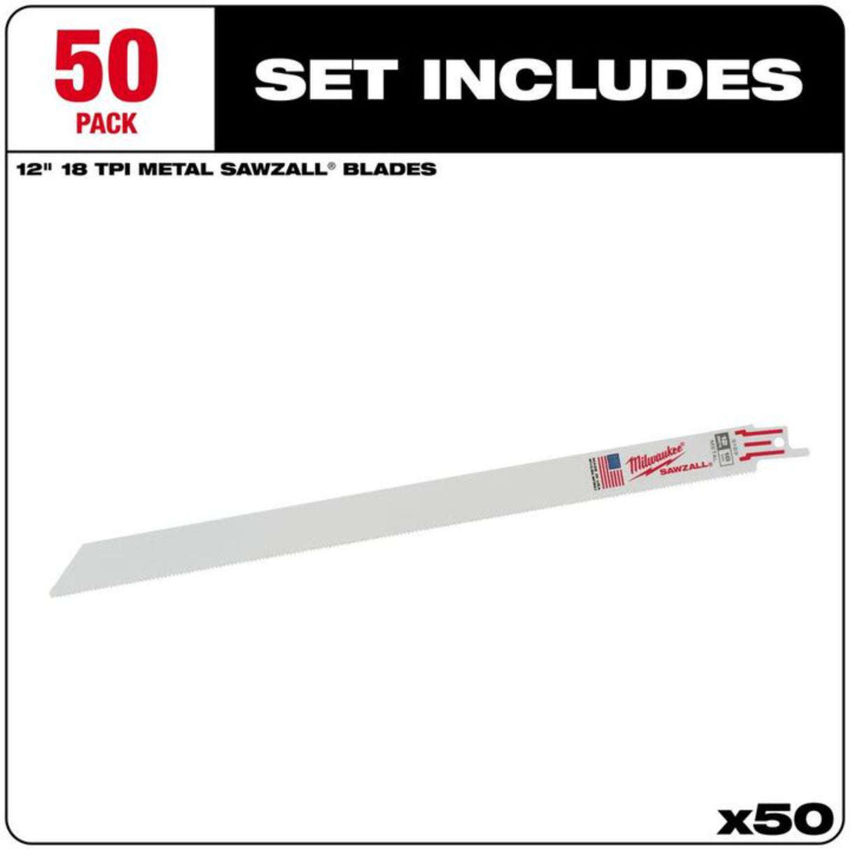 Milwaukee 12 in. 18 TPI Thin Kerf SAWZALL Blades (50 Pack)