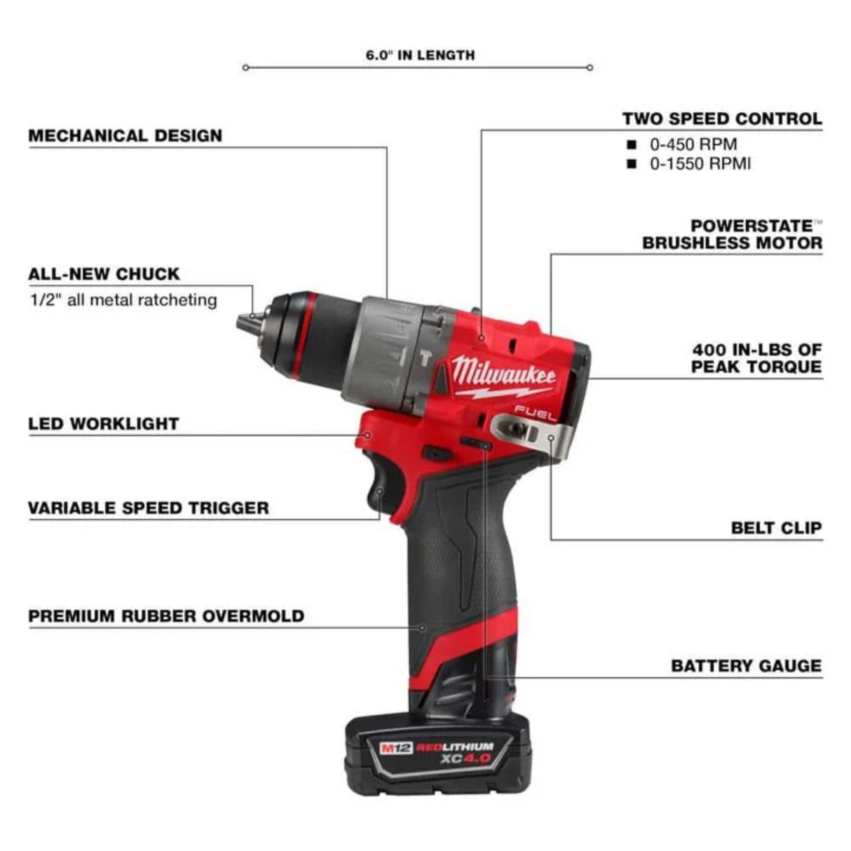 Milwaukee M12 1/2 Inch Cordless Hammer Drill/Driver Kit with Battery and Charger