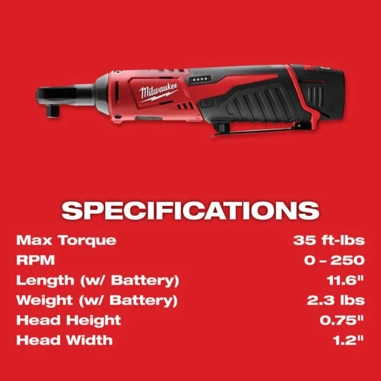 Milwaukee M12 Cordless 3/8 in. Ratchet Kit