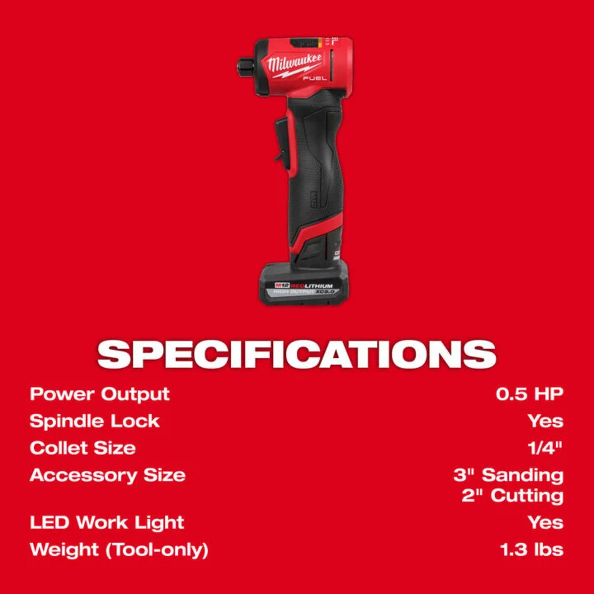 Milwaukee M12 FUEL 1/4 Inch Right Angle Die Grinder Kit