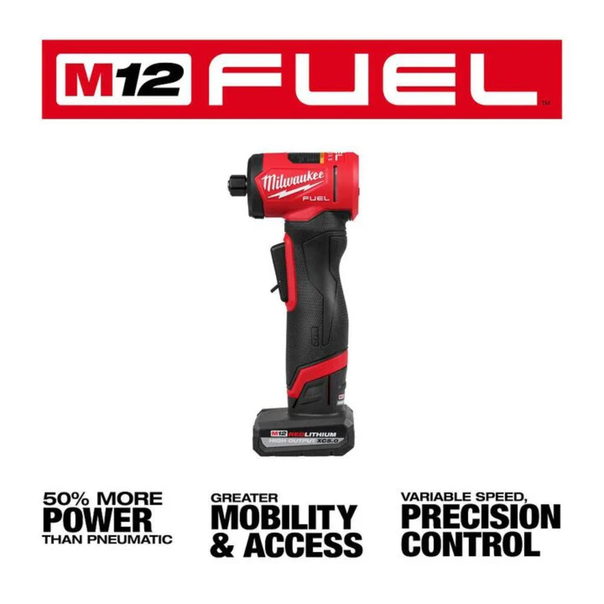 Milwaukee M12 FUEL 1/4 Inch Right Angle Die Grinder Kit