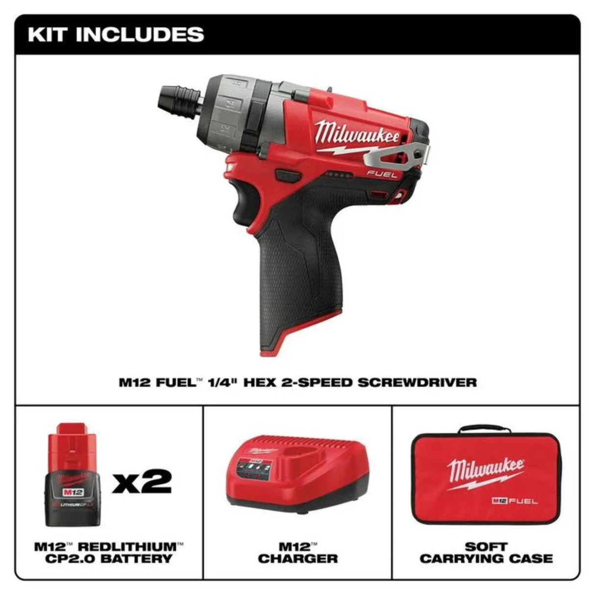 Milwaukee M12 FUEL 2SPD Screwdriver Kit
