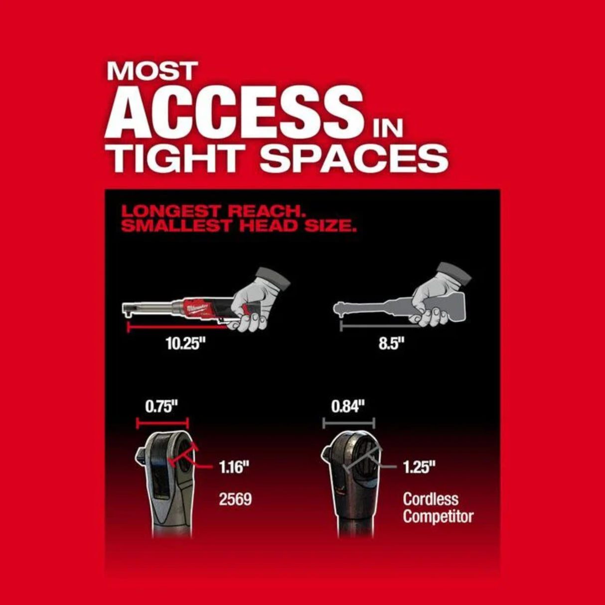 Milwaukee M12 FUEL 3/8inch Extended Reach High Speed Ratchet Kit