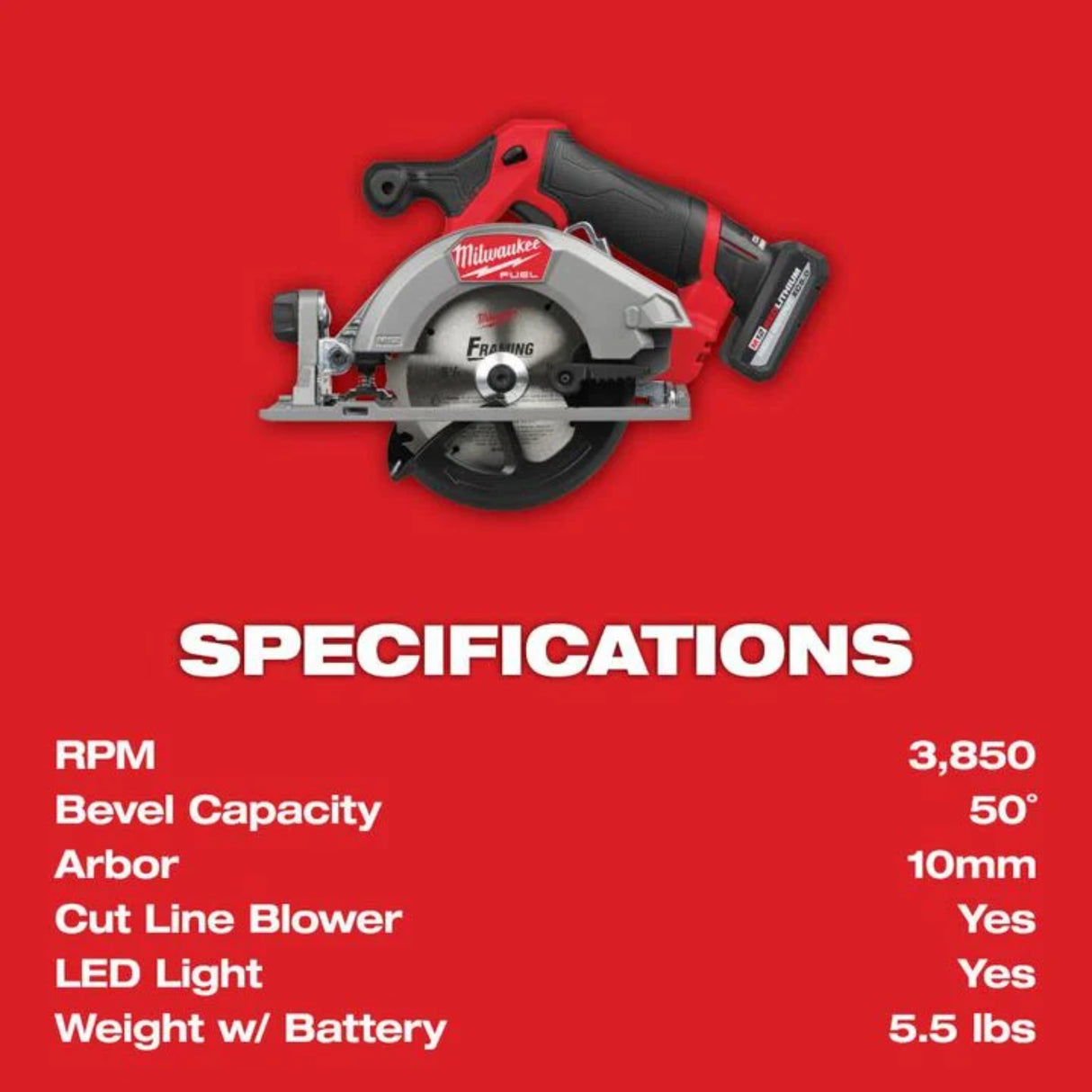 Milwaukee M12 FUEL 5-3/8 Inch Circular Saw Kit