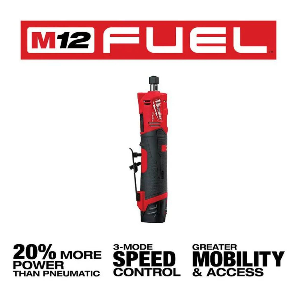 Milwaukee M12 FUEL Straight Die Grinder 2 Battery Kit
