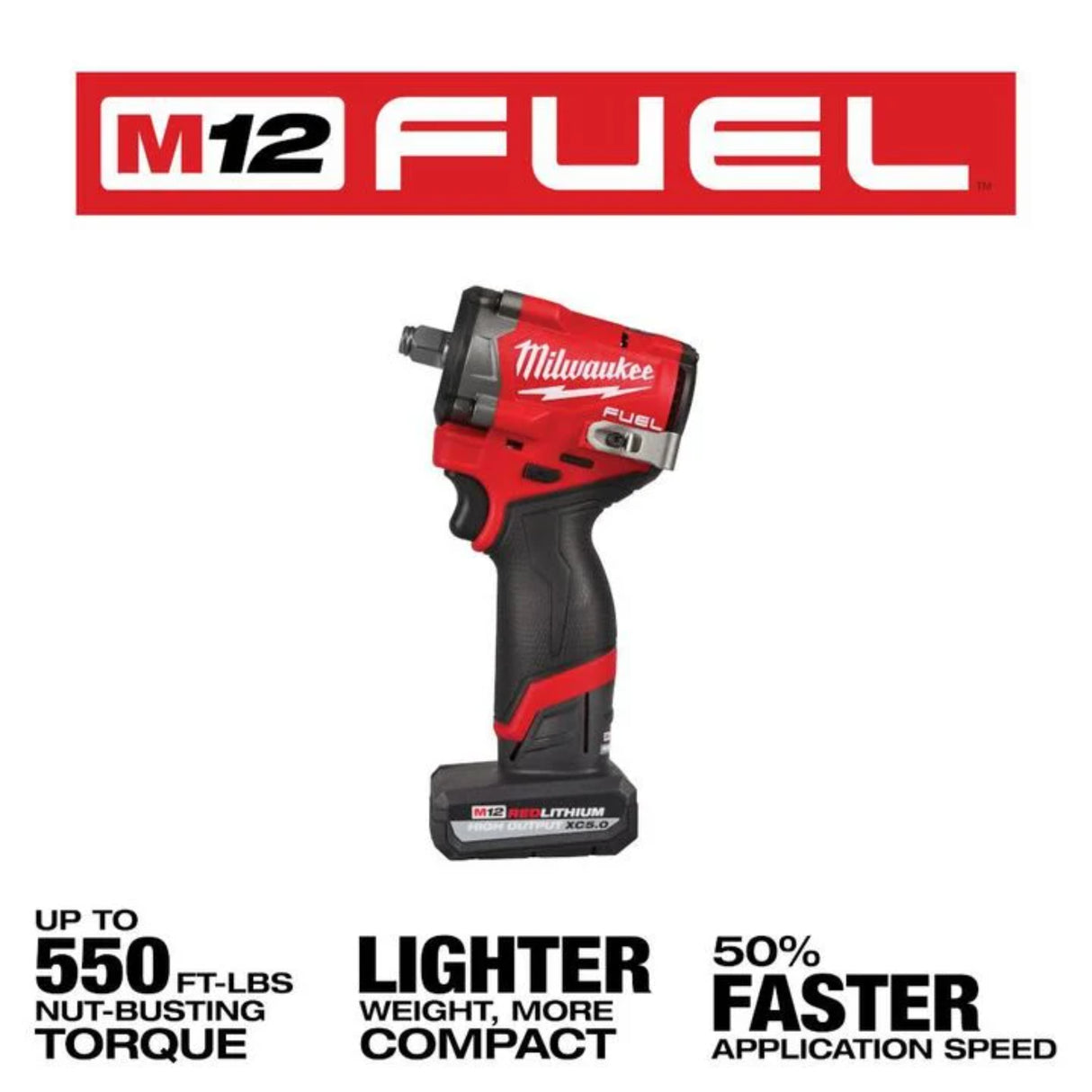 Milwaukee M12 FUEL Stubby 1/2 Inch Impact Wrench Kit